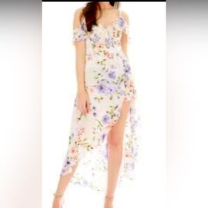 Ivory floral 2-fer romper/maxi dress